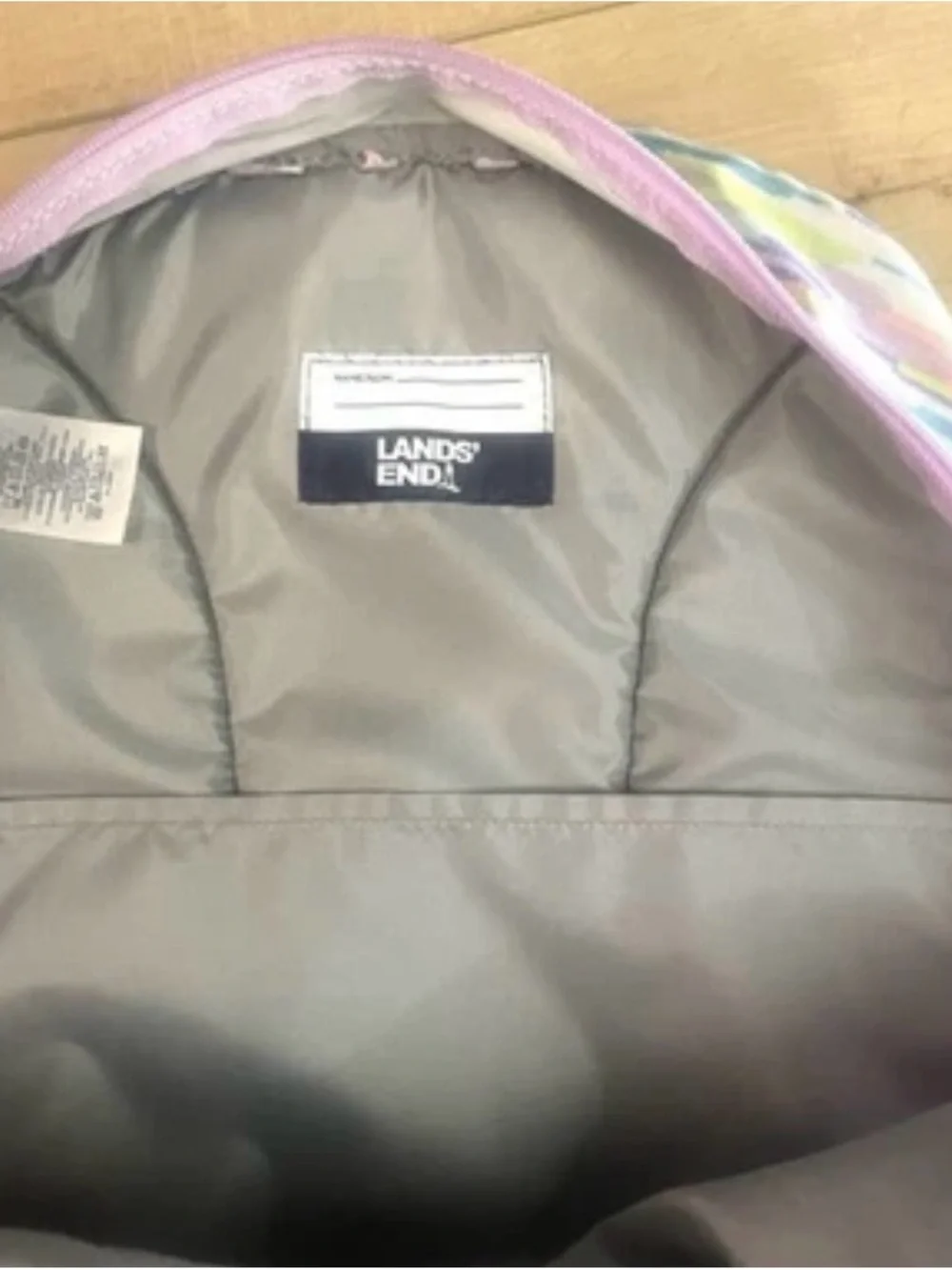 Lands’ End Girls Kids Pastel Striped Sparkly Backpack in Lavender & Multicolor